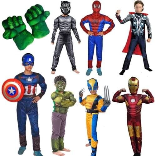 Children Hulk Superhero Cosplay Costume Kids Hulk Gloves Spiderman Gloves Halloween Carnival Avengers Party Mask Fist Set Gift