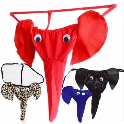 Sexy Men Boy Underwear Elephant Bulge Pouch Men Elastic T Back Lingerie Thong Erotic Underwear Briefs Novel Style Bulge Pouch
