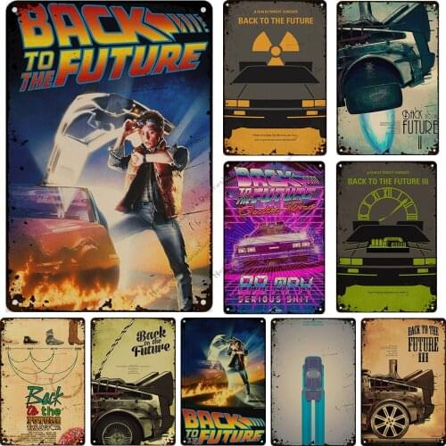 Movie Back To The Future Metal Vintage Poster Sci-Fi Comedy Metal Tin Sign Home Bar Club Wall Decor Signs Wall Decorative plate