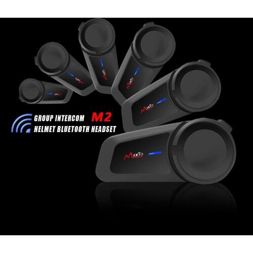 M2 Motorcycle Helmet Headset 6 Riders Group Talking Intercom Bluetooth 5.0 FM Radio Compatible with Any Headphone Earphone