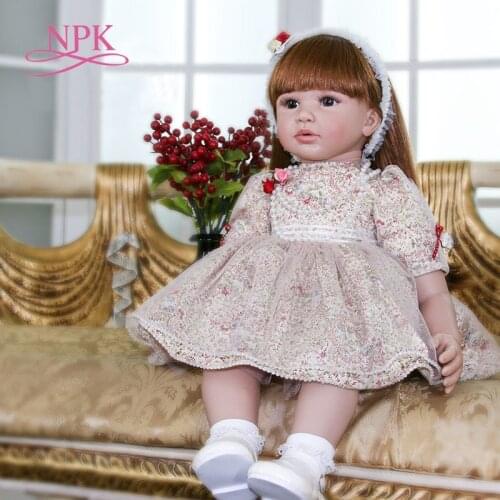 NPK 60CM reborn bebe dollBoneca Reborn toddler baby girl doll Soft Silicone cloth body Lifelike Bebe doll Reborn