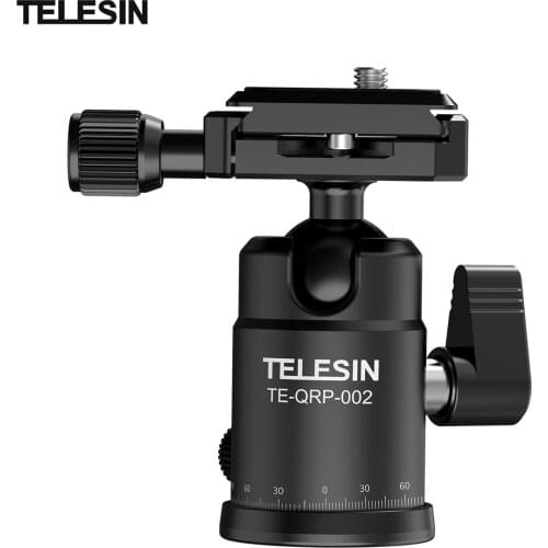 TE-QRP-002 Mini Magnalium Alloy Panoramic Ball Head Rotatable Damper Tripod Head with 8KG Load Bearing Quick Release Ball Head