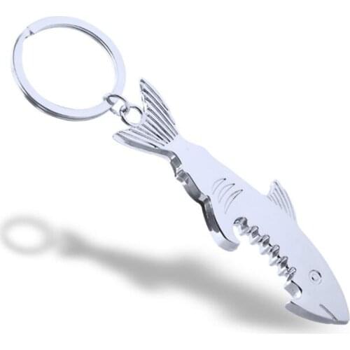 Shark Shaped Bottle Opener Keychain Metal Shark Beer Bottle Opener for Outdoor Survival Tool Car Keyring