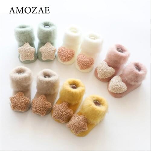 Cute Baby Socks Stereo Doll Socks Autumn Winter Mid Stocks Velvet Thickening Brush Furry Newborn Floor Socks 0-18 months