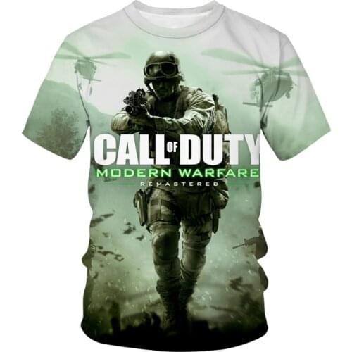 Mens FPS Game T-shirt COD Modern Warfare Ghost 3D Printing Streetwear Fashion Casual High Neck T-shirt Harajuku Clothes