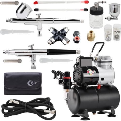 OPHIR Airbrush Kits Air Compressor with Splitter Suitable for Cake Decoration Temporary Tattoo_AC115+004A+074+038