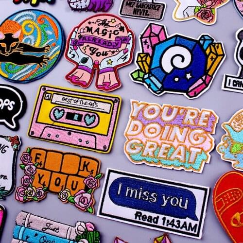 Letters Badge Cartoon Patches Pack Embroidered Patches For Clothing Anime Stickers On Clothes Patch Iron On Patches On Clothes