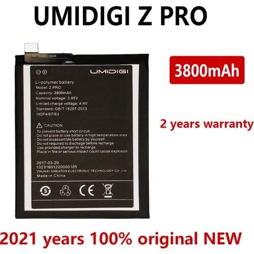 New 100% Original 3800mAh Phone battery For UMI UMIDIGI Z PRO Mobile Phone Batteries Bateria