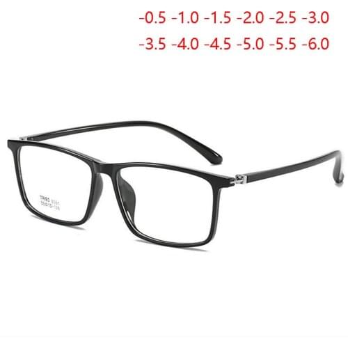 Big Frame TR90 Nearsighted Glasses Women Comfortable Literary Square Short-sighted Eyeglasses Men SPH -0.5 -1.0 -1.5 To -6.0