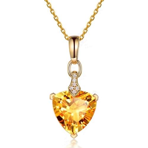Citrine &amethyst &aquamarine Crystal Heart Pendant Necklace Women Girl Diamond Jewelry Rose Gold 3color Engagement Gift Bijoux