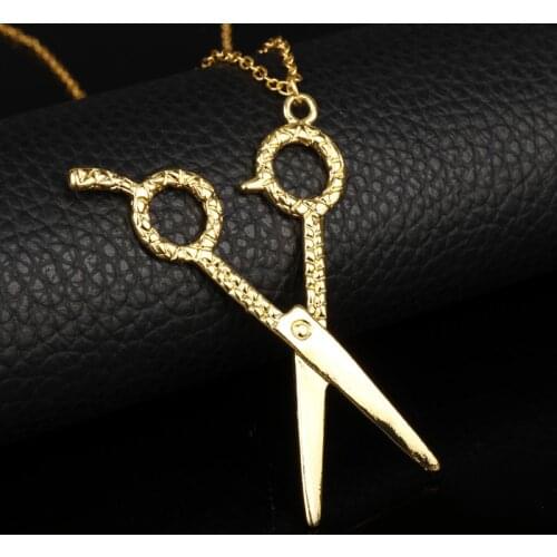 Barber Shop Jewelry Hair Dryer Tools Scissor Necklace Women Men Jewelry Hairdresser Pendants Necklacec a