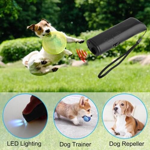 Portable Handheld Ultrasonic Pet Dog Training Repeller Anti Bark Dog Train Device 3 In 1 Anti Barking Stop Without Battery
