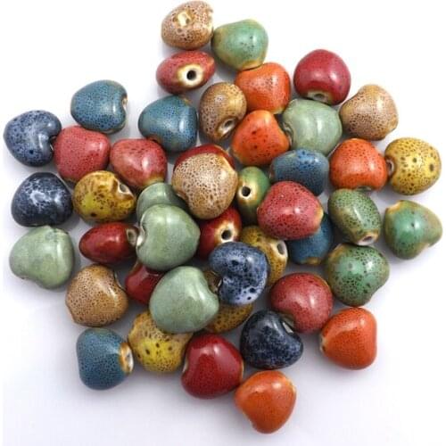 Mixed Color 15x16mm Heart Shape Ceramic Loose Beads For DIY 100pcs/Lot