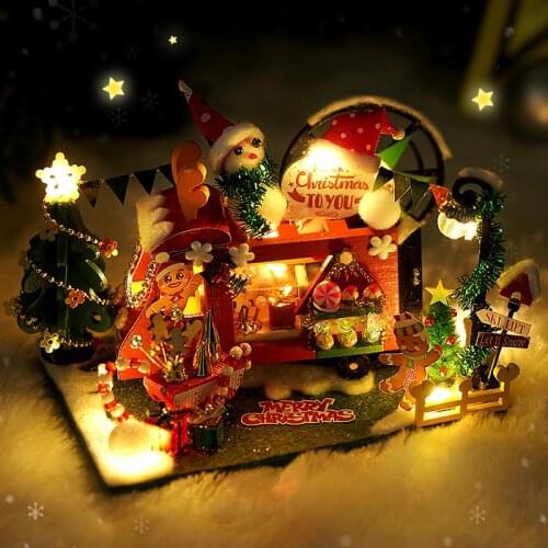 Christmas Gift Diy Doll House Furniture Miniature Wooden Dollhouse Toys for Children Birthday Gifts