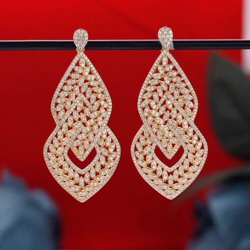 Famous Jewelry Brand Elegant Exquisite Women Earrings Cubic Zirconia High Quality Saudi Arabia Bridal Ear Ornament For Wedding