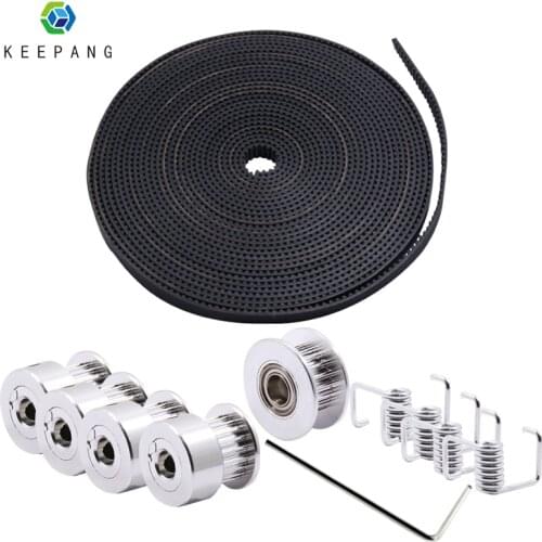 KeePang GT2 20 Teeth Pulley with Belt Bore 5mm Timing Alumium Pulley + Rubber GT2-6mm Open Timing Belt Width 6mm 3D Printer Part
