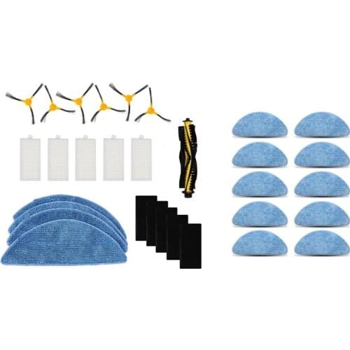 1Set Side Brush Hepa Filter Mop Cloths Roller Brush For Neatsvor X500 & 10Pcs Mop Cloth Replacement For Neatsvor X500