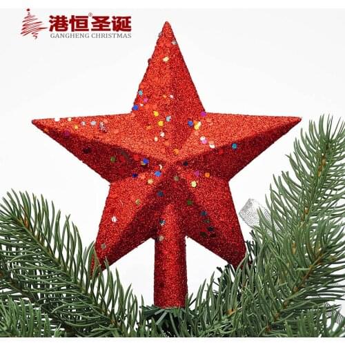 Christmas tree decoration package pendant 14cm red sequins sticky powder tree top star / tree top 10g