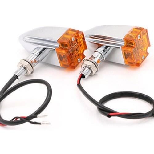 Universal 12V Cross LED Turn Signal Indicator Amber Blinker Lights Motorcycle Cruiser Chopper Cafe Racer Old School Bobber Atv