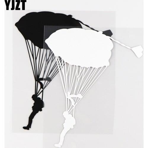 YJZT 13X15.6CM Interesting Parachute Car Sticker Vinyl Decals Skydiving Sport Extreme Black / Silver 10A-0344