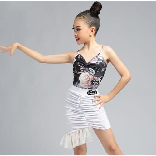 Fairy Latin Dance Skirt Girls Tango Dancewear Salsa Dancing Tops Stage Costume Ballroom Practice Wear Modern Dance Outfit DL8153