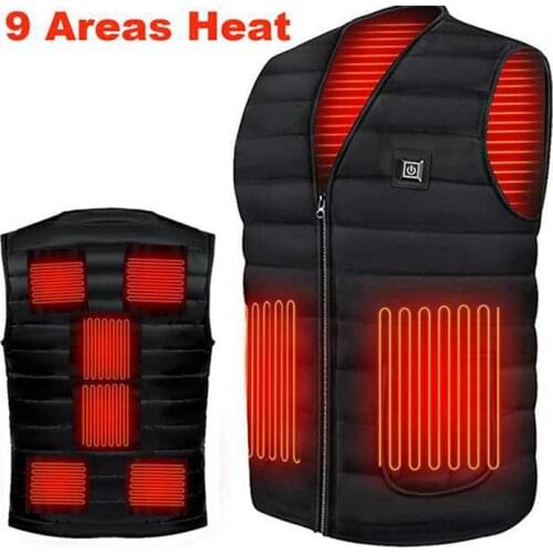 9-5 Places Heated Vest Men Women Usb Heated Jacket Heating Vest Thermal Clothing Hunting Vest Winter Heating Jacket size S-5XL