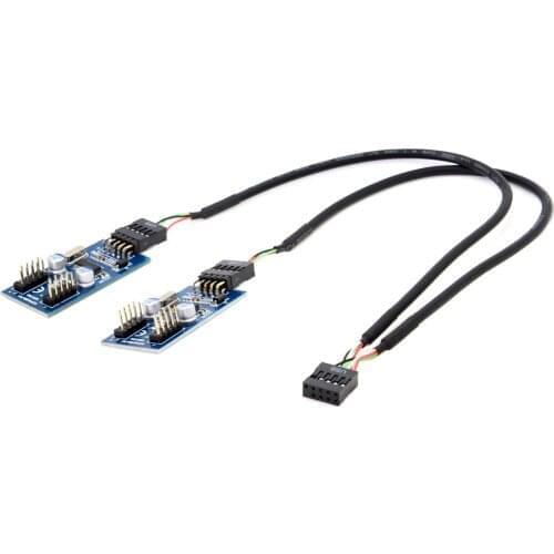 Zihan USB 2.0 9pin Header 1 to 2 / 4 Female Extension Cable HUB Connector Adapter Port Multilier