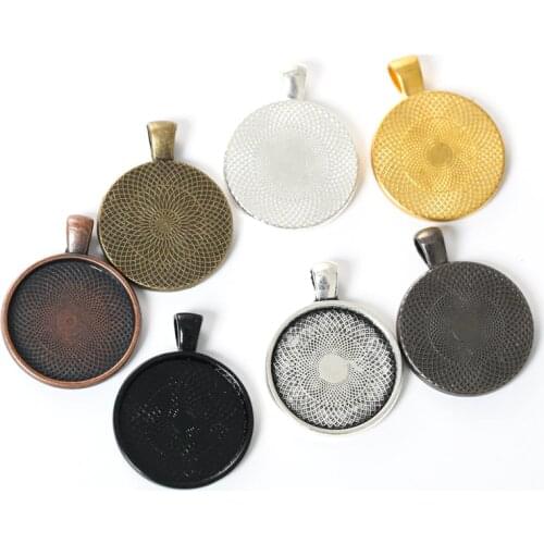 10pc/lot 25mm Silver Plate Necklace Pendant Setting Cabochon Cameo Base Tray Bezel Blank Fit 25mm Cabochons DIY Jewelry Findings