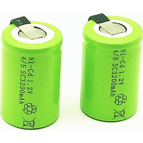 16PCS 4/5SC 1.2V Rechargeable Battery 3200mAh 4/5 SC Sub C Ni-CD Cell With Welding Tabs For Electric Drill Screwdriver