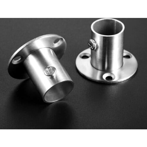 2pcs Wardrobe Rail Supports Wardrobe Pipe Bracket Flange Stainless Steel for Clothes Hanging Rail Rod Pole Socket End Holder
