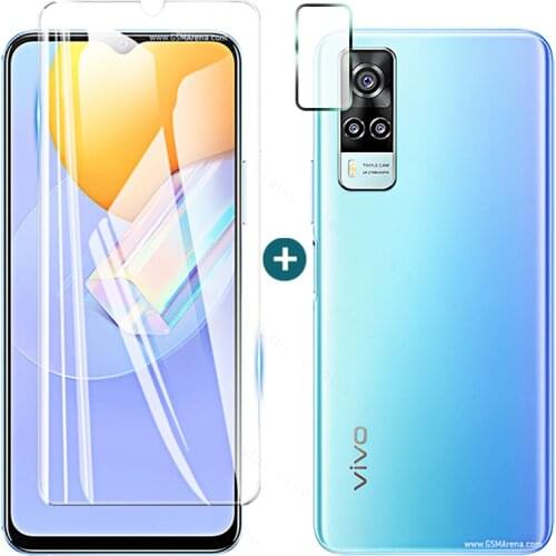 2 In 1 for Vivo Y31 Y51 Y72 Y52 Tempered Glass Film Full Cover Glass Protective Screen Protector Y70 Y50 Y30 Camera Lens Y 31 51