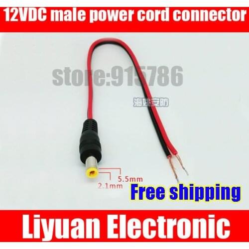 Free shipping 12VDC male power cord connector / adapter / connector / plug / jack / LED monitor Power Plug 5.5 * 2.1mm / copper