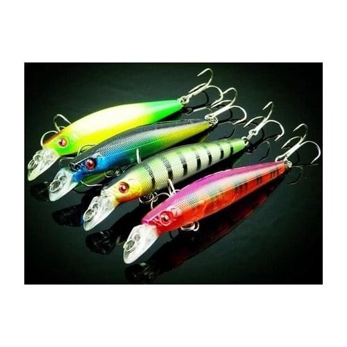 Big Sale 4pcs Minnow Fishing Bait Plastic Hard Tackle Hooks 3D Fish Eyes Artificial Swim Bass Bait Fishing Wobblers 10.5cm 9.5g