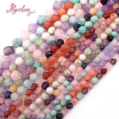6,8,10mm Faceted Mixed Crystal Quartzs Rutilated Beads Natural Stone Beads For DIY Necklace Jewelry Making 15" Free Shipping