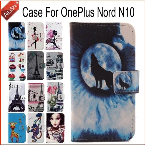AiLiShi Case For OnePlus Nord N10 Luxury Flip PU Painted Leather Case OnePlus Exclusive 100% Special Phone Cover Skin+Tracking