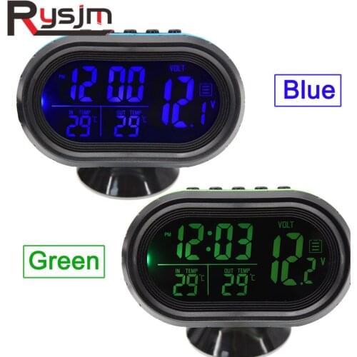 Digital Volt Meter Car LCD Clock Voltmeter Thermometer Gauge Battery Voltage Temprerature Monitor DC 12V 24V Freeze Alert