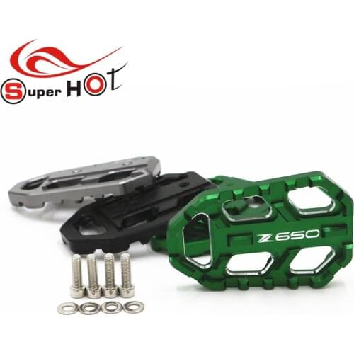 For Kawasaki Z650 Z 650 2017-2019 Motorcycle Billet Wide Foot Pegs Pedals Footrest Enlarge Footpeg Logo Z650