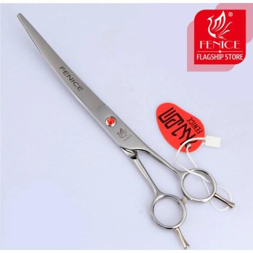 Fenice 7.0"/7.5"/8.0" Curved Scissors for Dog Grooming Professional Dog Cat Hair Trimming Shear Up Curved Scissors