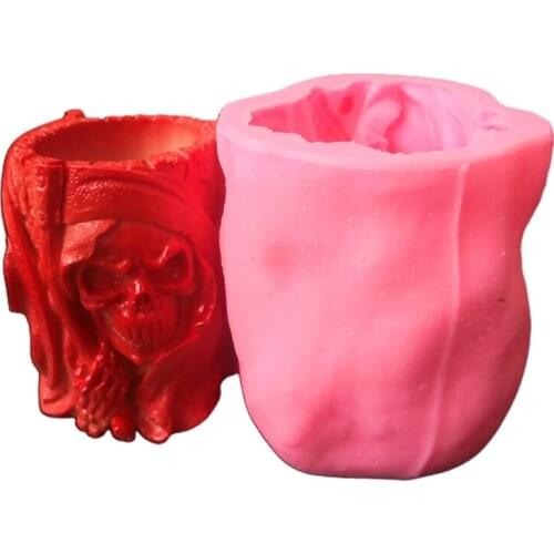 Concrete Flowerpot Mold Skull Shape Pen Holder Mold Cement Container Silicone Mold Succulent Planter Concrete Vase Mold