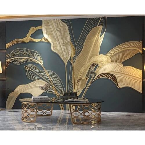 Beibehang papel de parede custom modern fashion wallpaper nordic golden leaf tv sofa bedroom background wallpaper decoration