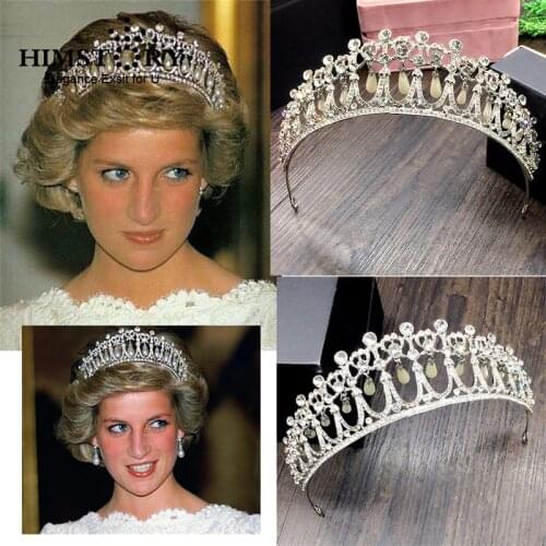 HIMSTORY 2019 New Princess Diana Tiaras Crown Crystal and Pearl Bridal Headband Accessories Bridal Tiara Hairwear