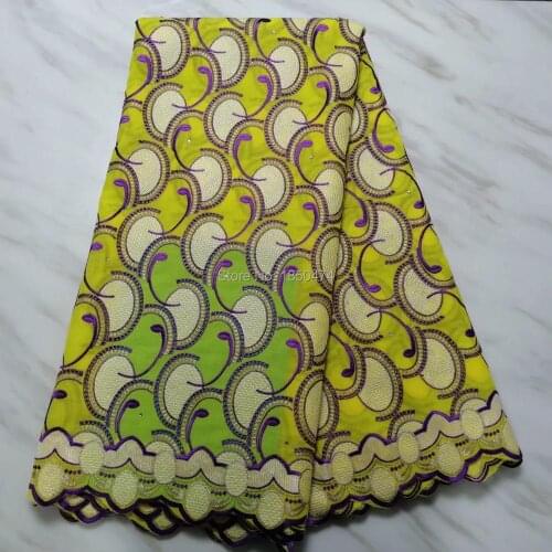 Yellow Color African Dry Swiss Voile Cotton Lace 2019 High Quality Nigeria Swiss Voile Lace In Switzerland For Party Dress PS207