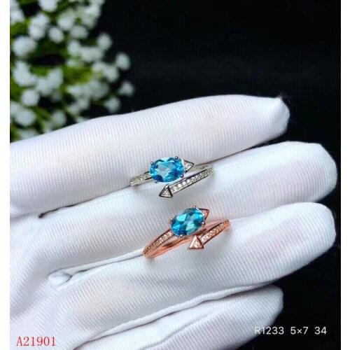 KJJEAXCMY boutique jewelry 925 sterling silver inlaid natural gemstone Topaz lady ring support detection
