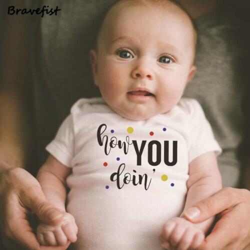 Summer Baby Boys Girls Bodysuits 0-24Months Kids Jumpsuits Summer Children Boys Girls Clothes How You Doin Letters Print Onesie