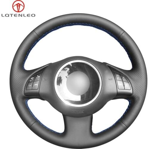 LQTENLEO Black PU Artificial Leather Hand Sew Car Steering Wheel Cover For Fiat 500 2007-2015 500e 2014-2018 500C 2014-2017