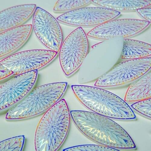 Marquise resin cabochon Rhinestone For Native Bead works resin rhinestone 20*50mm 50 pieces/lot