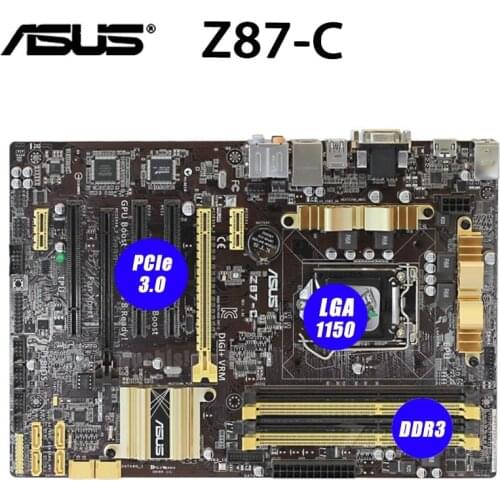 Asus Z87-C Motherboard LGA 1150 Intel Z87 i7 i5 i3 32GB DDR3 PCI-E 3.0 DVI VGA HDMI Desktop Z87 Placa-Mãe 1150 Overlocking ATX