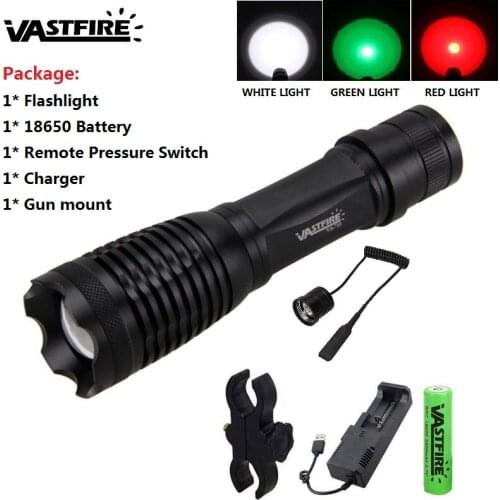 710 powerful Rechargeable Xlamp Waterproof Torch Tactical flashlight White/Green/Red LED Hunting Flashlight for AAA or 18650