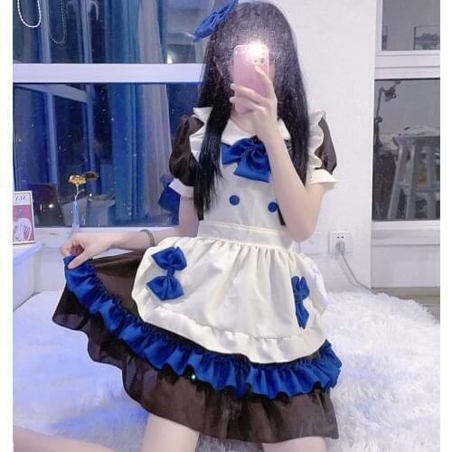 2021 Newest Girls Clothes Girlfriend Big Size Lolita Black Dress Japanese Anime Cafe Maid Uniform Costume