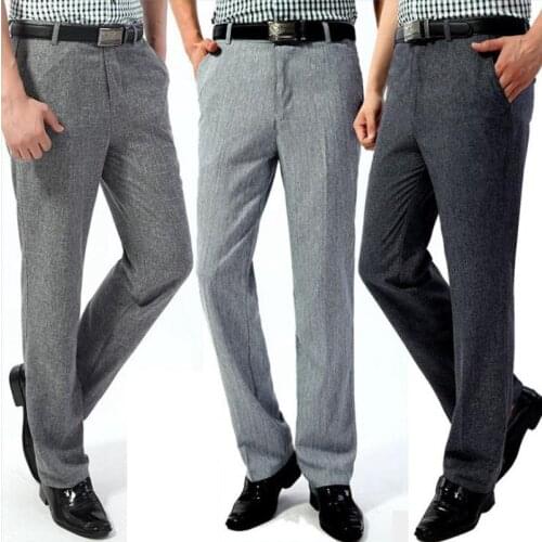 New Summer Thin Mens Casual pants High waist Loose Hot pants Business Casual straight Mens trousers More size 30-40